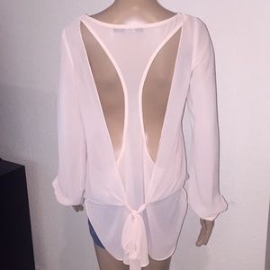Sheer blouse with cut-out racer back